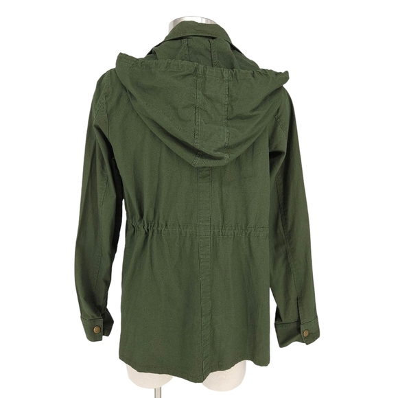 Market & Spruce Utility Cargo Jacket Olive Green Long Sleeve Button Zip Large - Picture 3 of 7